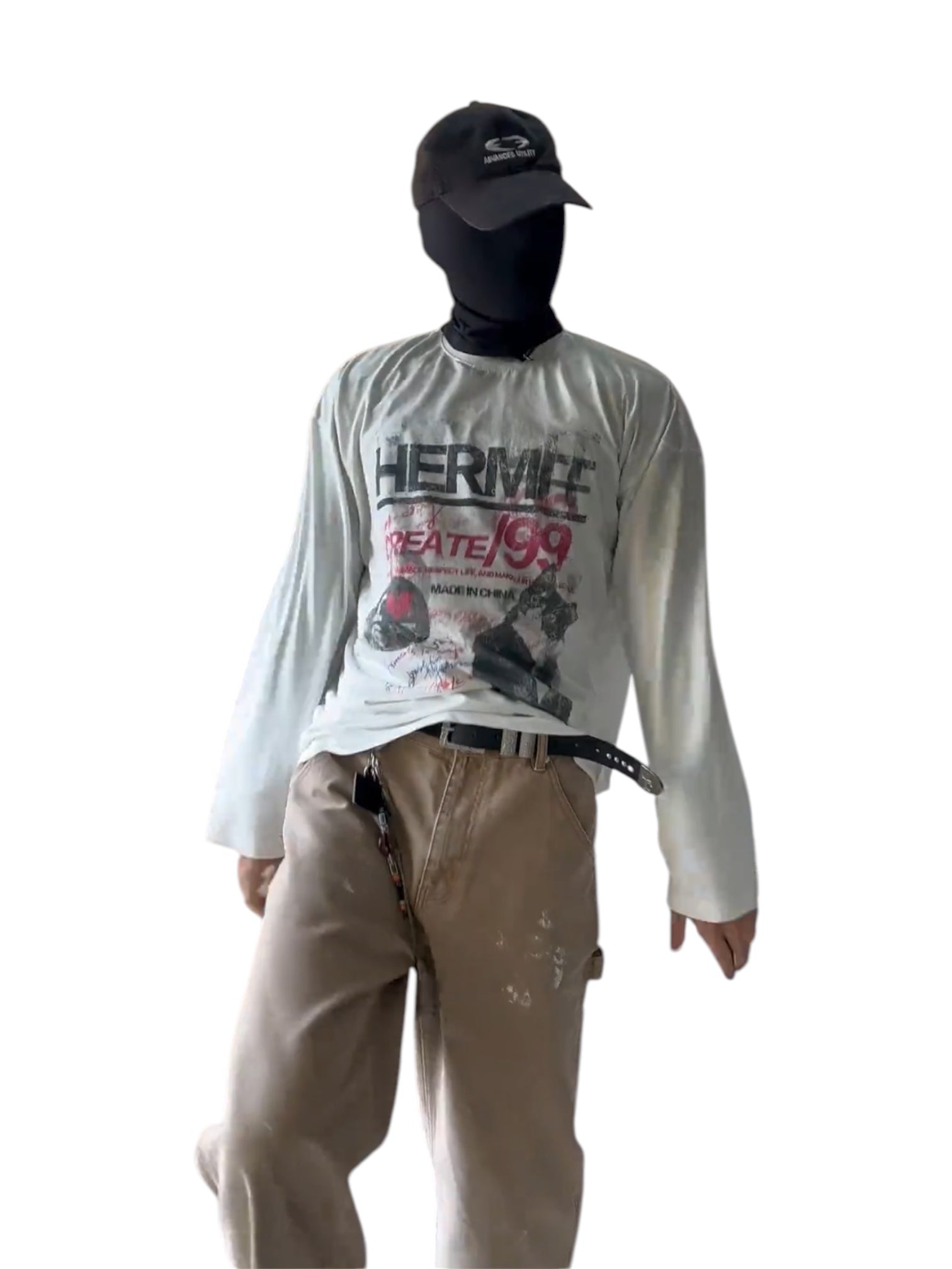 [Hermit] VINTAGE CAT PRINT LONG SLEEVE TEE ST2062