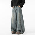 American retro straight jeans men's loose leg scimitar pants