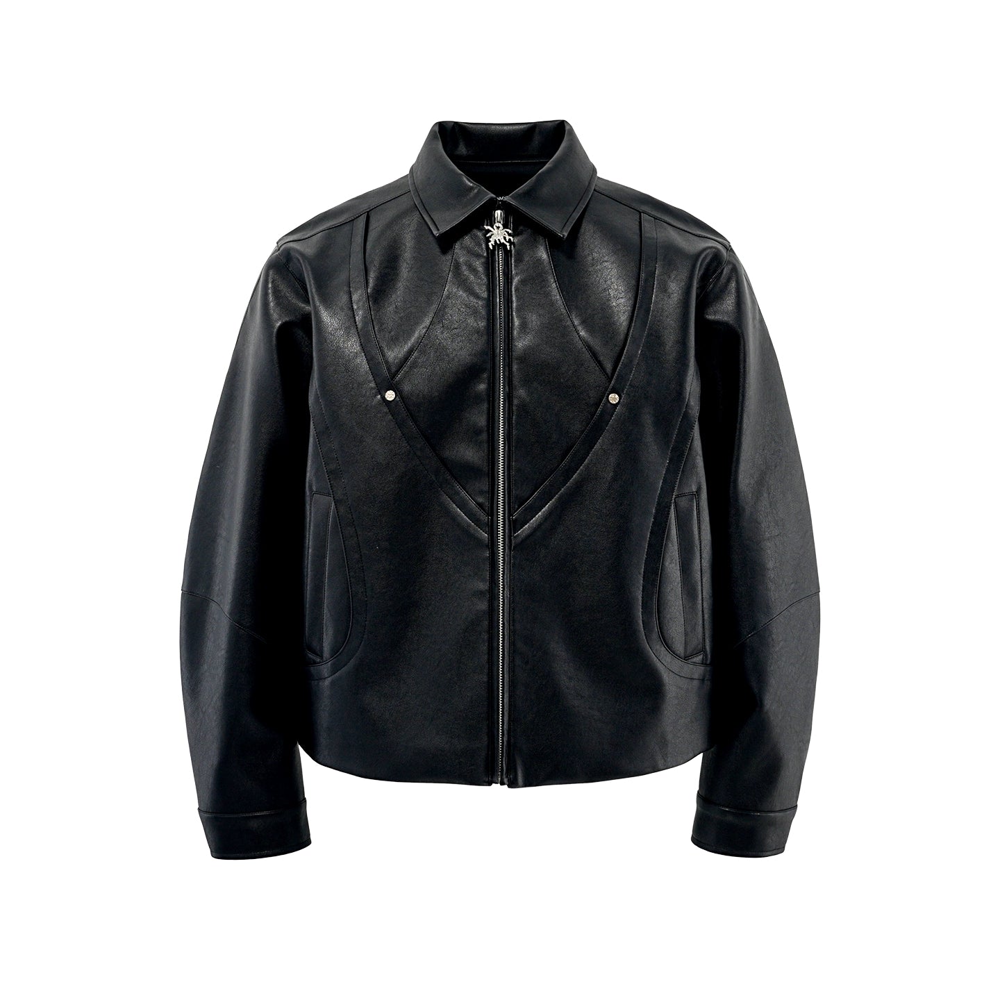 Loose-leaf three-dimensional scimitar sleeve lapel jacket jacket men's new structural line short leather jacket
