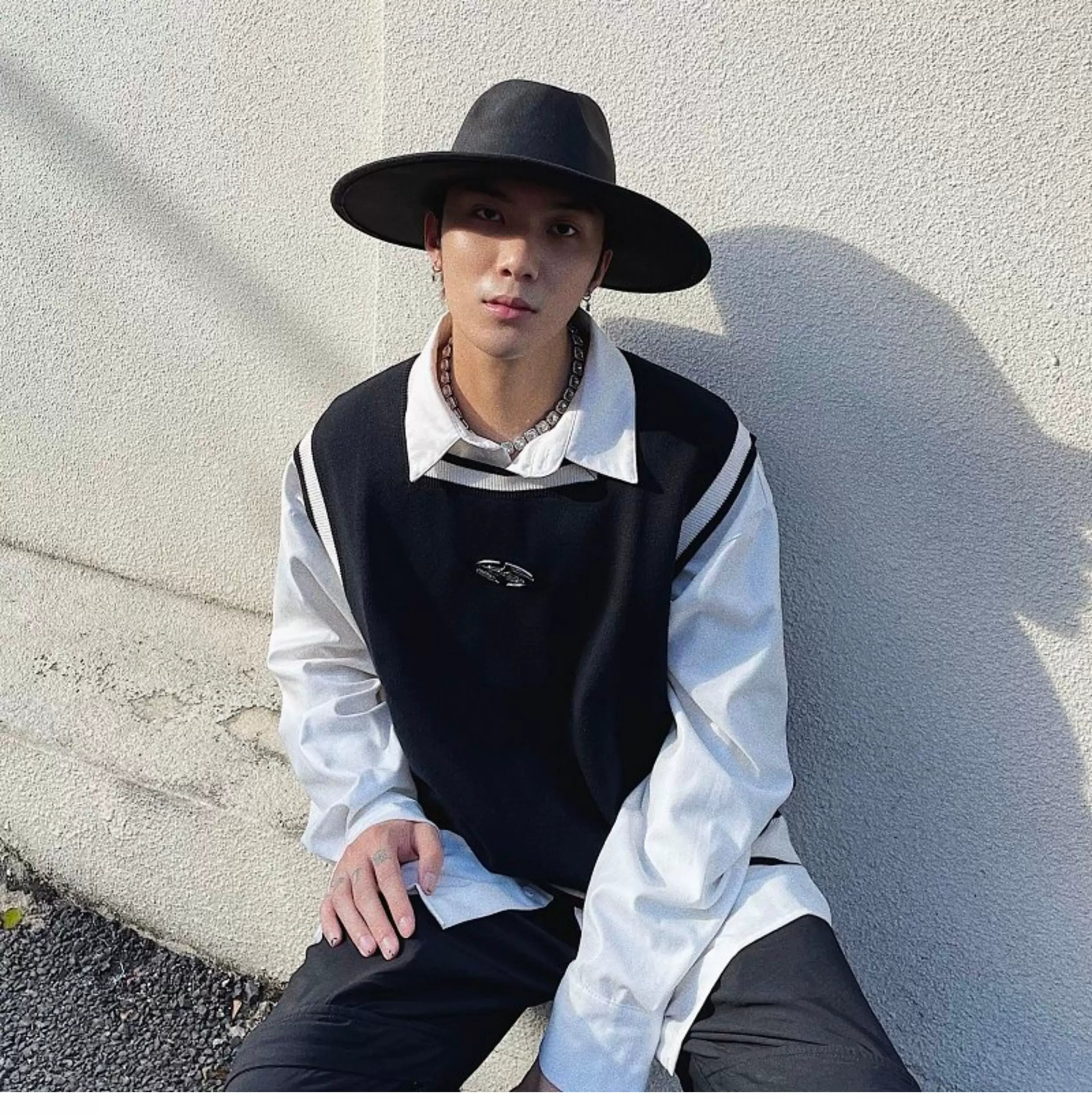 Top hat retro jazz hat western style concave shape large brim hat