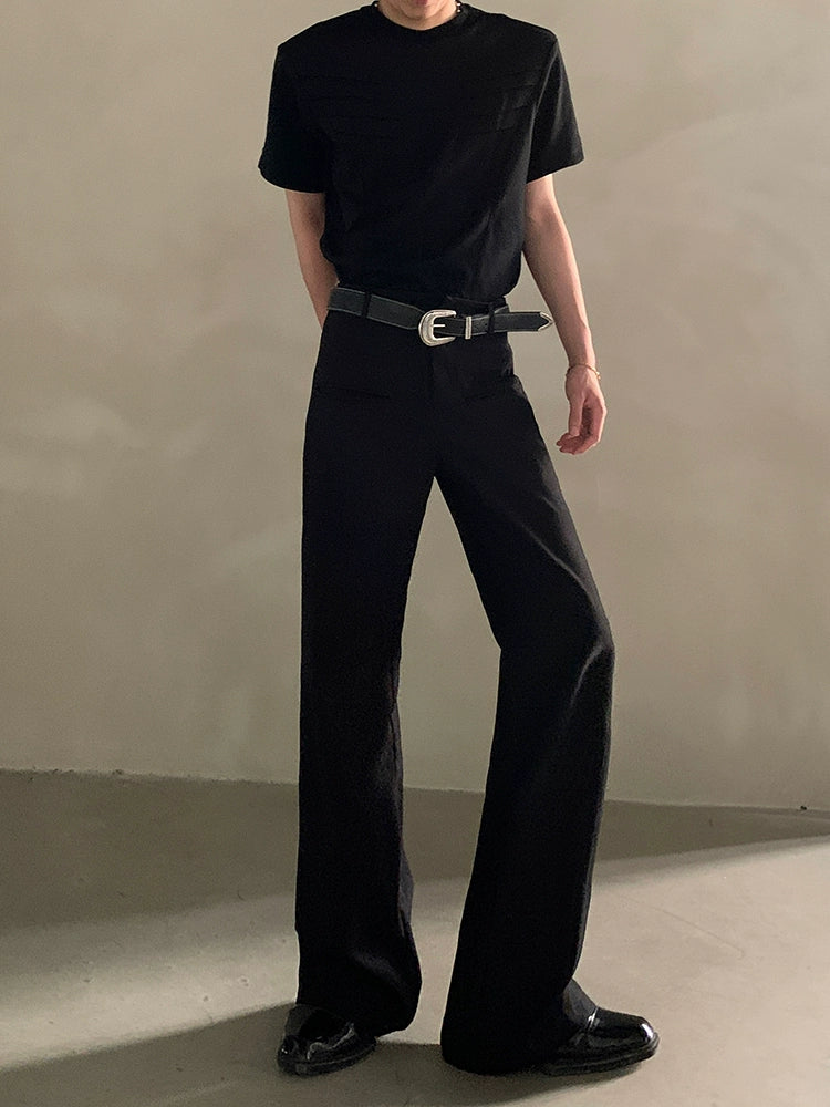 High-end slim slim slim micro-flared trousers men's pendant feeling non-ironing cleanfit trousers tide