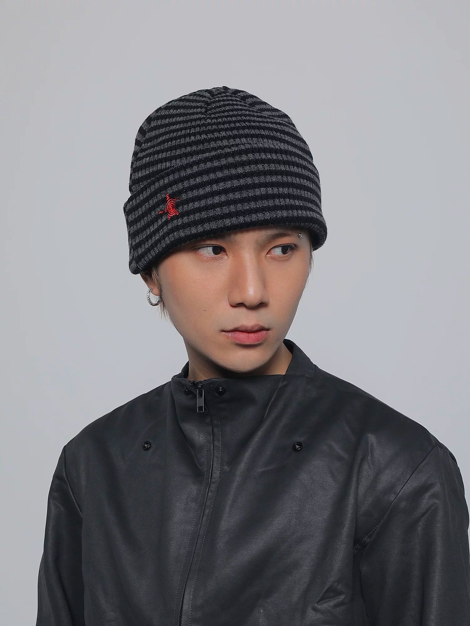 Vintage striped star knit beanie - warm, ear-flap, full-coverage winter hat