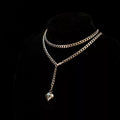 Gold and silver heart-shaped clavicle chain versatile WY063
