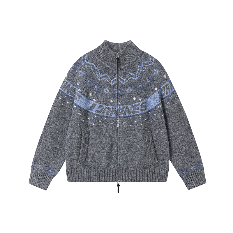 Double Zipper Knitted Sweater Cardigan Couple Sweater Jacket SIN0998