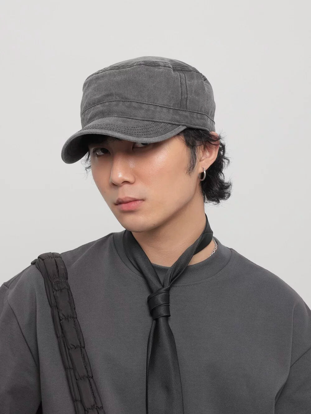 Large head circumference flat top hat washed distressed outdoor short brim plus size peaked cap trendy