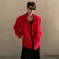 Niche high-end Barn style red shoulder padded jacket jacket men's ruffian handsome loose short top