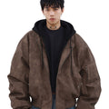 American fake two-piece jacket cotton-padded winter coat men's spring and autumn lazy style loose hooded cotton-padded coat