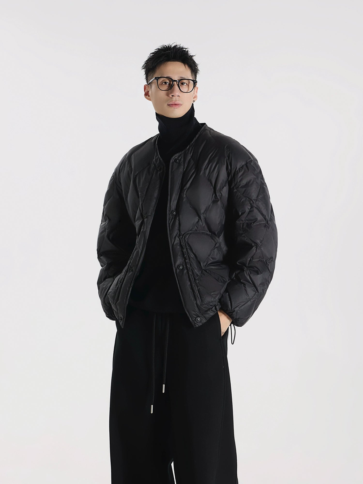 Zero load 90 new national standard white duck down water wave seam collarless jacket light down jacket