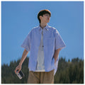 Striped short-sleeved shirt men's summer thin casual shirt loose WY084