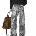 American retrovibe camouflage jeans men's springcleanfit scimitar micro-flared pants silm straight-leg pants sinclub3649
