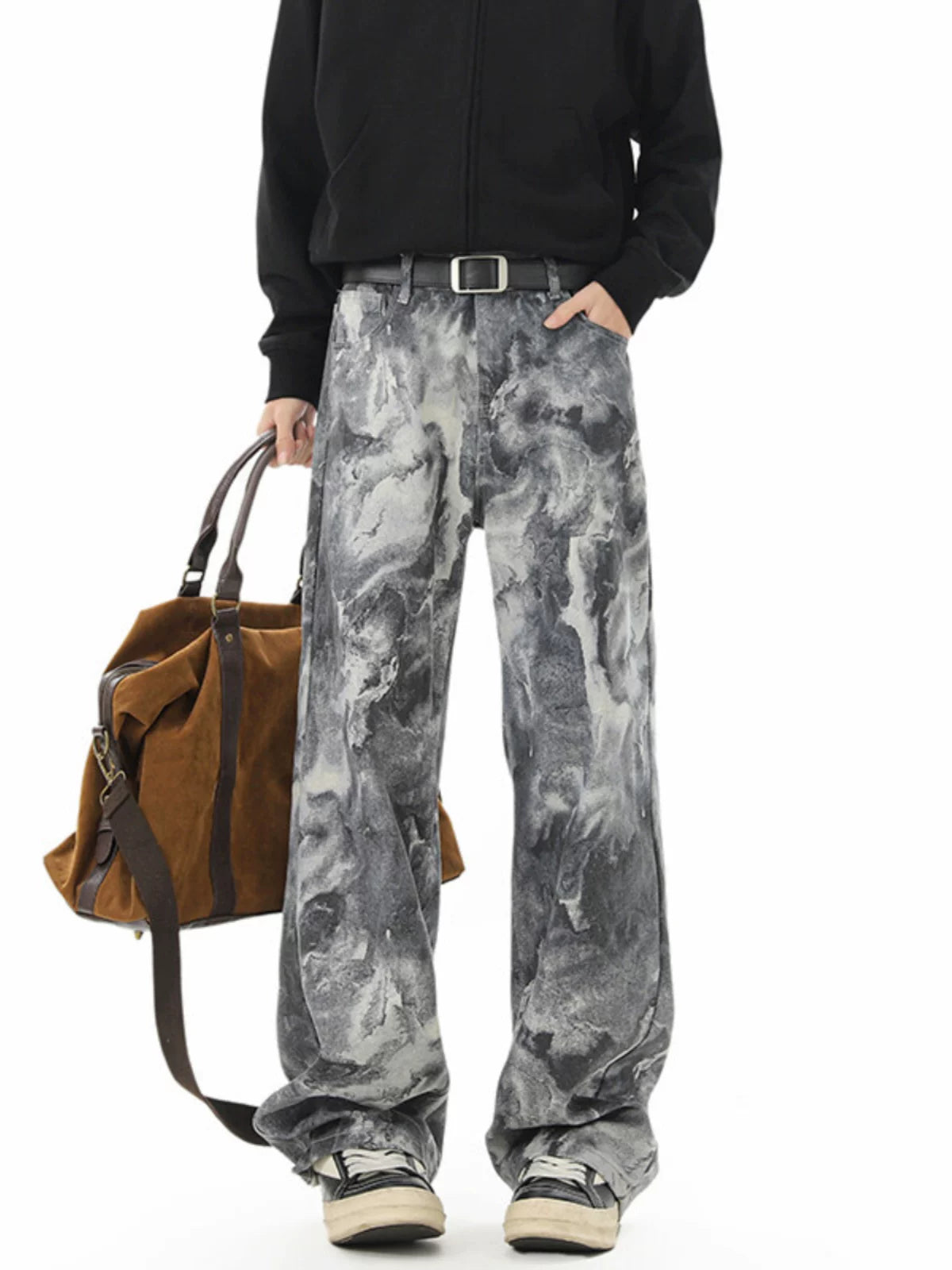 American retrovibe camouflage jeans men's springcleanfit scimitar micro-flared pants silm straight-leg pants sinclub3649