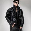 Light luxury thick stand-up collar cotton-padded leather jacket cotton-padded clothing men's winter senior sense ruffian handsome cleanfit jacket