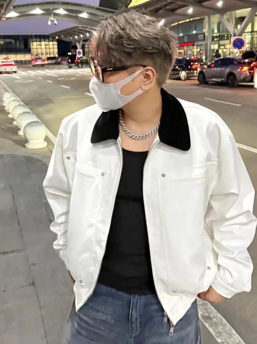 Lapel Vintage Jacket Washed Jacket White Jacket SIN0920