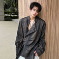 Retro new Chinese style old texture crumpled strap shirt loose casual versatile long-sleeved shirt