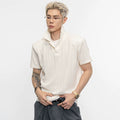 Textured shoulder fake two-piece polo pure cotton short-sleeved shoulder pad t-shirt easiest for matchpure colortops men sinclub6490