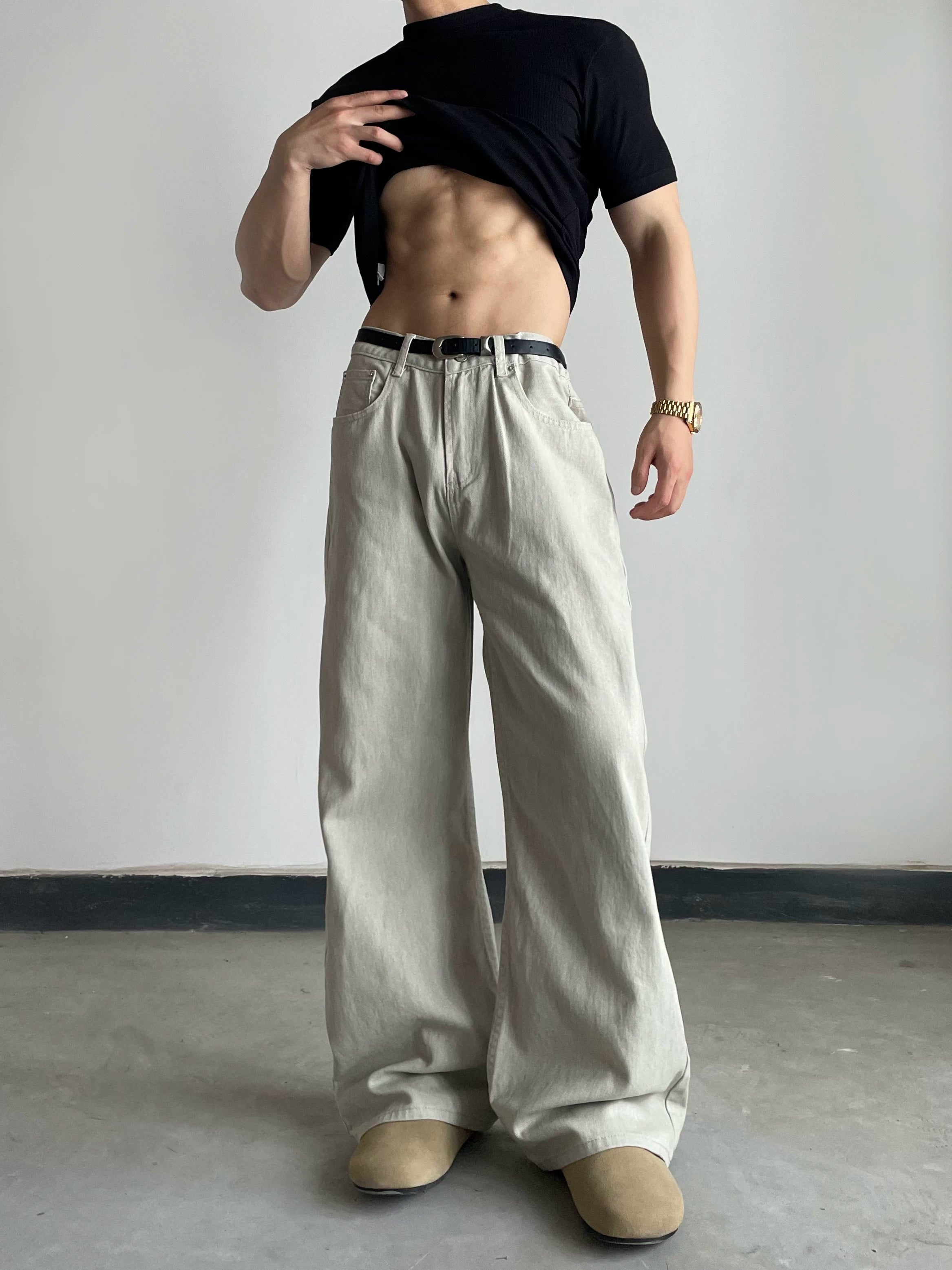 matchstraight-legjeansloosedrapedeasiest  pants for men sinclub3610