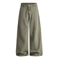 American retro distressed baggyjeansmenlooseloose pants gray green workwear style pants