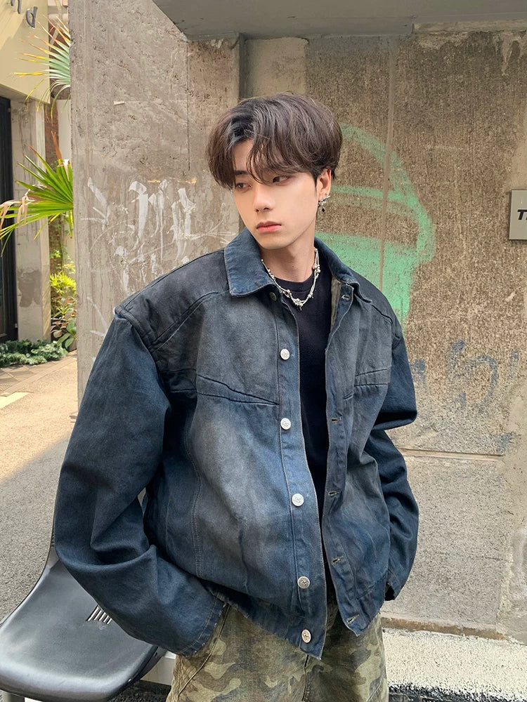 New men's frost wash denim jacket - spring/autumn american style, trendy retro, heavyweight premium feel  SIN065