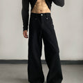 Deconstructed patchwork design straight-leg jeans - american retro, clean fit, versatile casual wide-leg pants sinclub8709