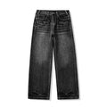 American retro lightning pattern jeans men's cleanfitloosestraight-legloose pantscasualpants
