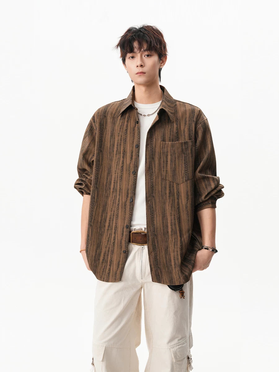 American striped tie-dye long-sleeved shirt SIN018