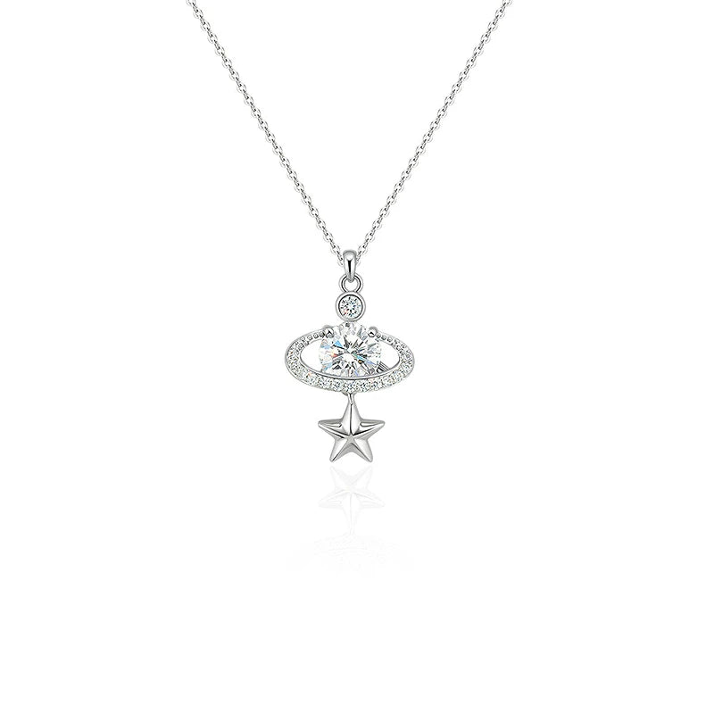 Necklace Women's Full Diamond Planet Star Necklace Clavicle Chain Pendant WY055