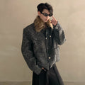 Winter niche light luxury fur collar shoulder padded small fragrant jacket men's high-end short padded jacket
