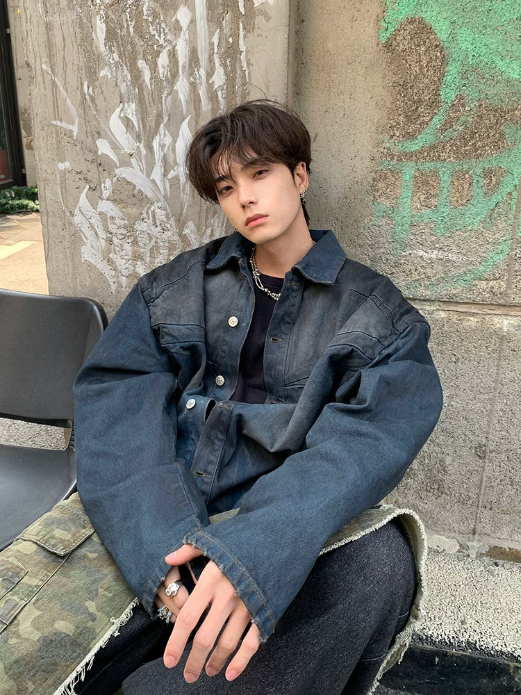 New men's frost wash denim jacket - spring/autumn american style, trendy retro, heavyweight premium feel  SIN065