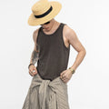 Relaxed and versatile honeycomb textured solid color tank top, slim-fit sleeveless vest, t-shirt, base layer top for men sinclub0659
