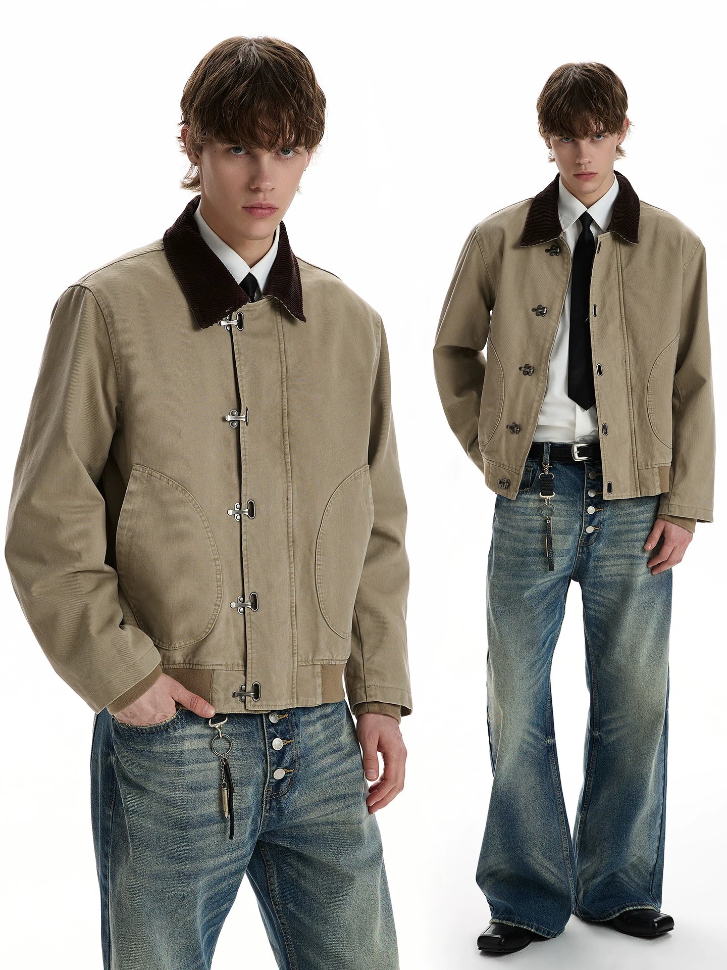 Metal decorative tooling jacket boxy version short versatile jacket WY043