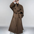 Original scarf with wool long woolen coat men's retro heavy woolen coat