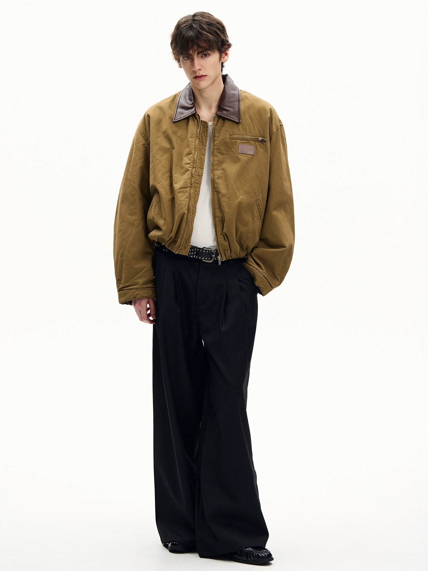 Vintage Contrast Lapel Pilot Padded Jacket SIN0978