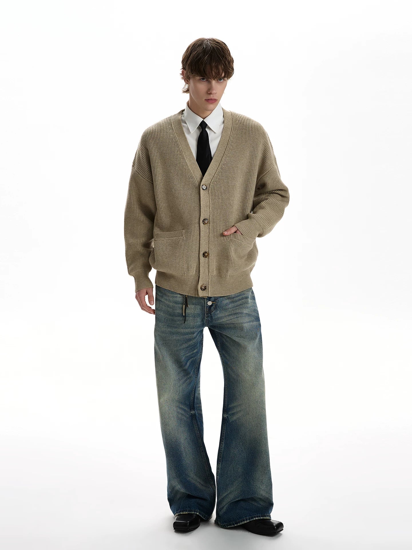 Cardigan sweater jacket commuter versatile knitted sweater top WY049