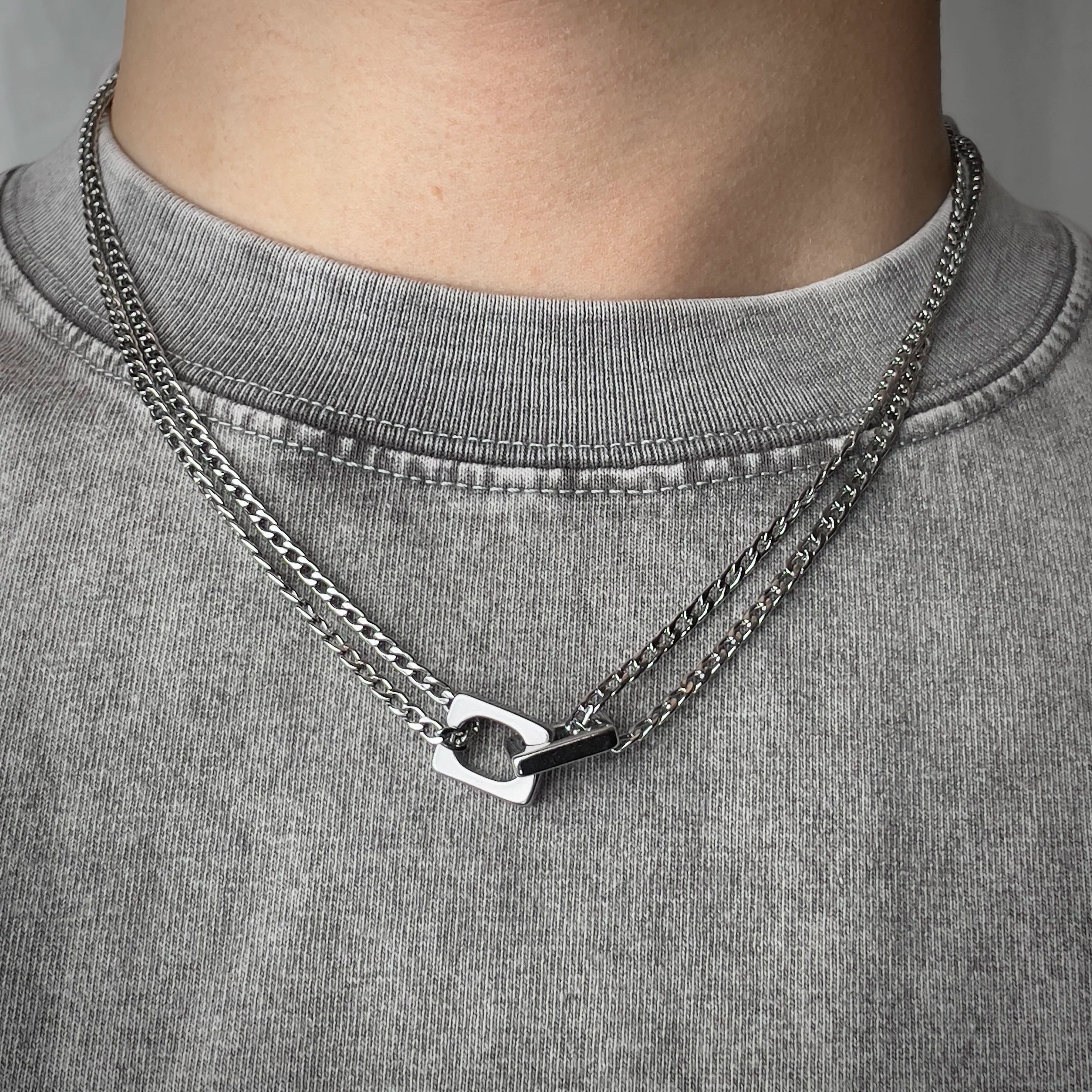 Tan jianci's same minimalist double-layer buckle necklace SIN031