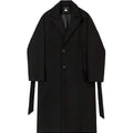 Woolen coat men's winter Korean high-end knee trench coat loose retro thickened woolen coat trendy