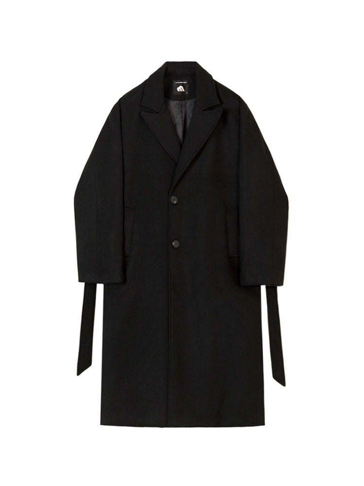 Woolen coat men's winter Korean high-end knee trench coat loose retro thickened woolen coat trendy