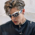 Cool cyberpunk sunglasses for men - runway style, statement-making shades in macaron candy colors