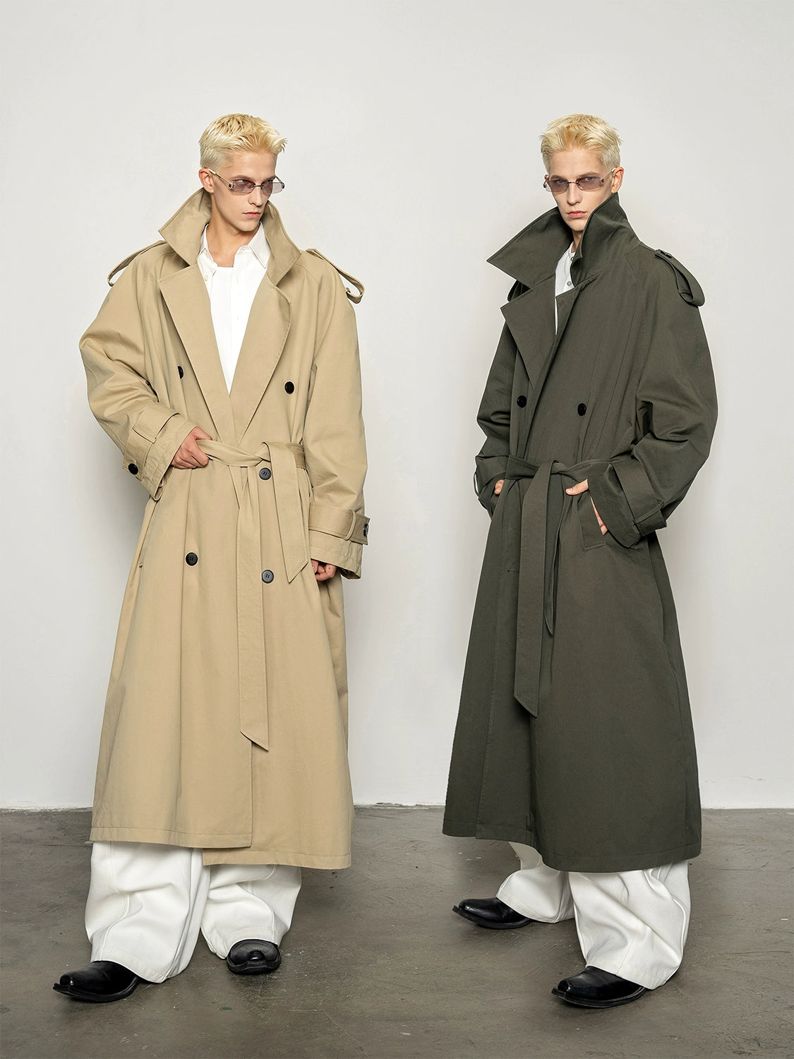 Premium slack large silhouette long trench coat men's classic casual loose coat coat