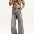 Washed white american vibestraight-legjeansmenloose wide legcasualeasiest for matchpants trendy sinclub9871