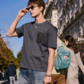 Functional wind short-sleeved t-shirt men's top half-sleeved crew neck gray WY031
