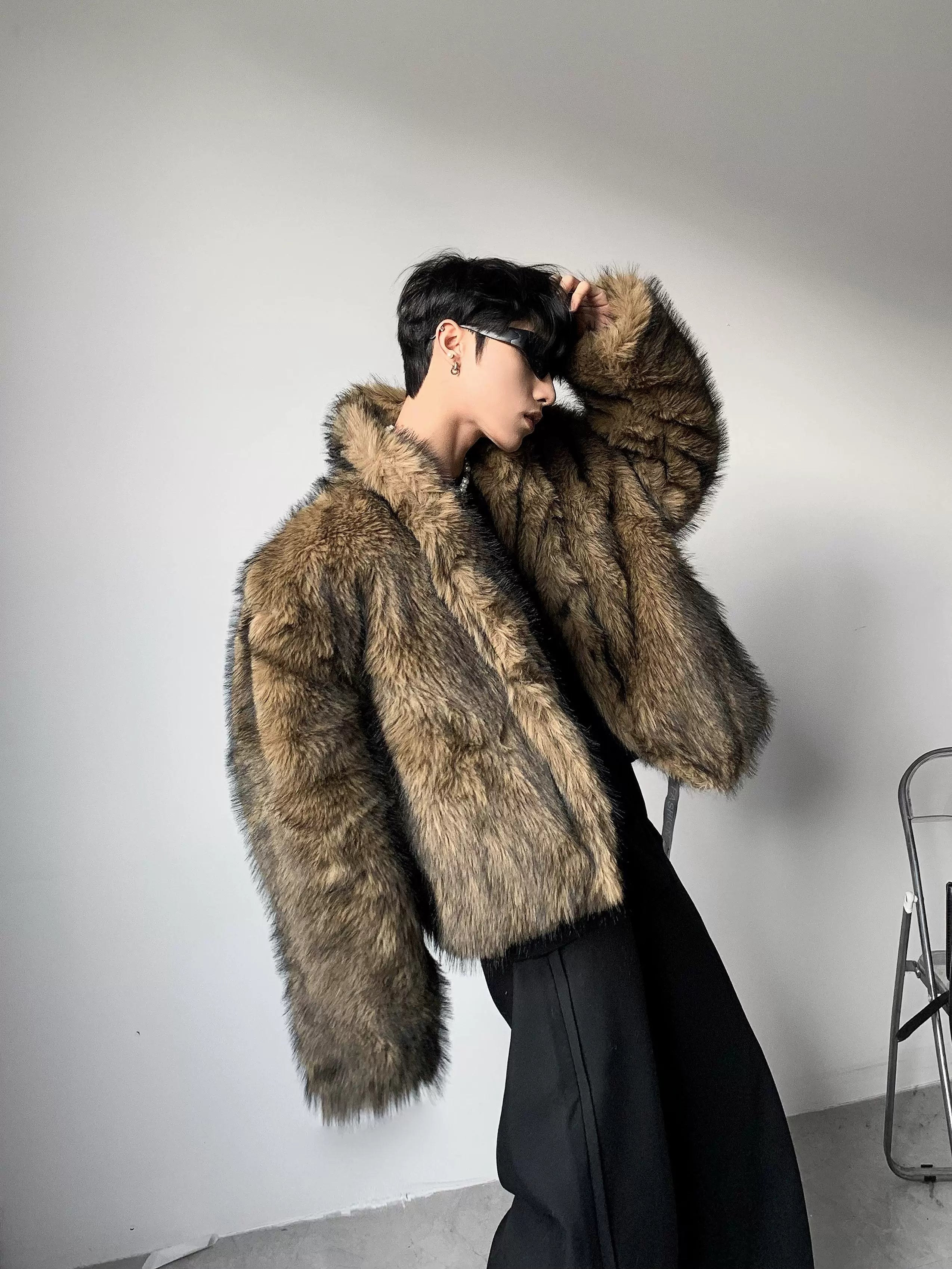 Light luxury high-end gray mink fur coat men's winter imitation fur cleanfit mink coat