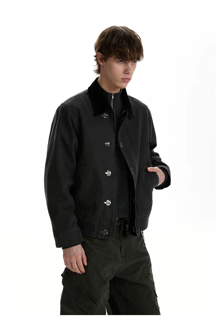 Metal decorative tooling jacket boxy version short versatile jacket WY043