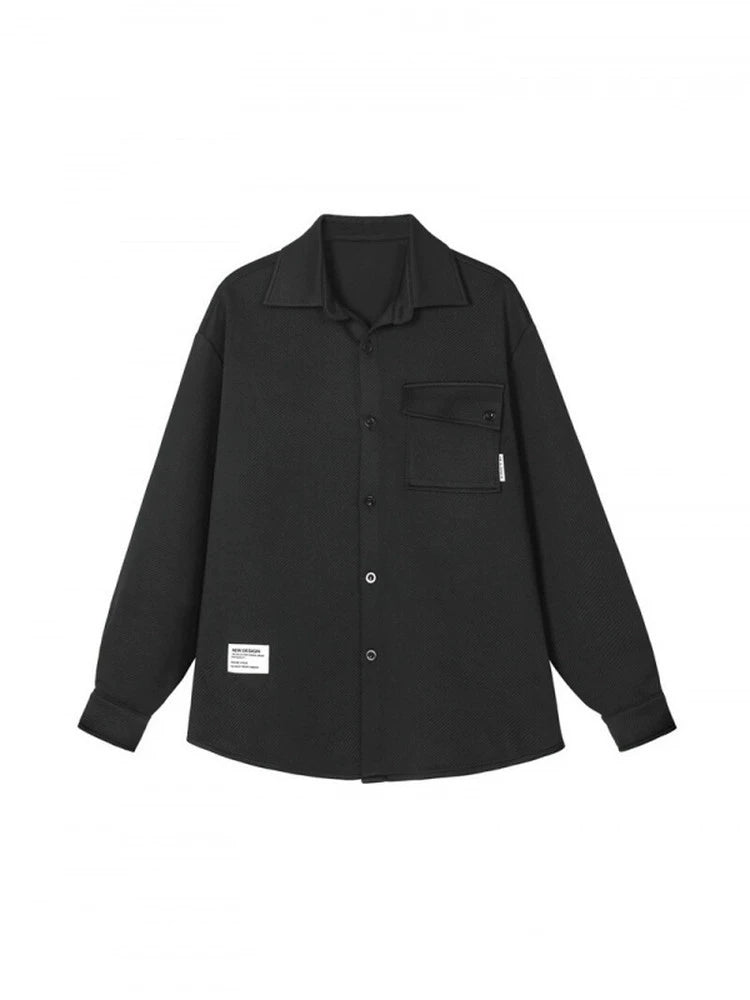 Retro Men's Shirt Autumn Top Korean Version Casual Autumn Trend Pocket Twill Long Sleeve Shirt