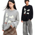 Puppy silhouette sweater couple knitwear  SIN0842