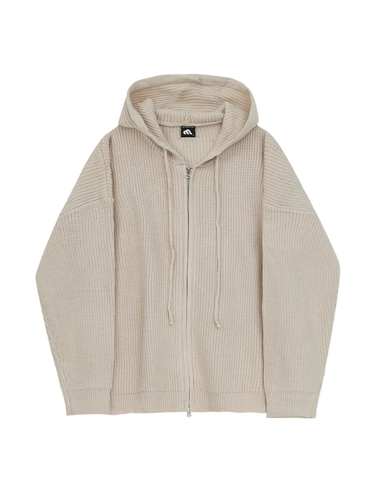 Lazy wind hooded knitted sweater jacket men's autumn and winter commuting wear Korean loose high-end sweater