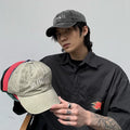 Washed letter distressed baseball cap - men's vintage hat