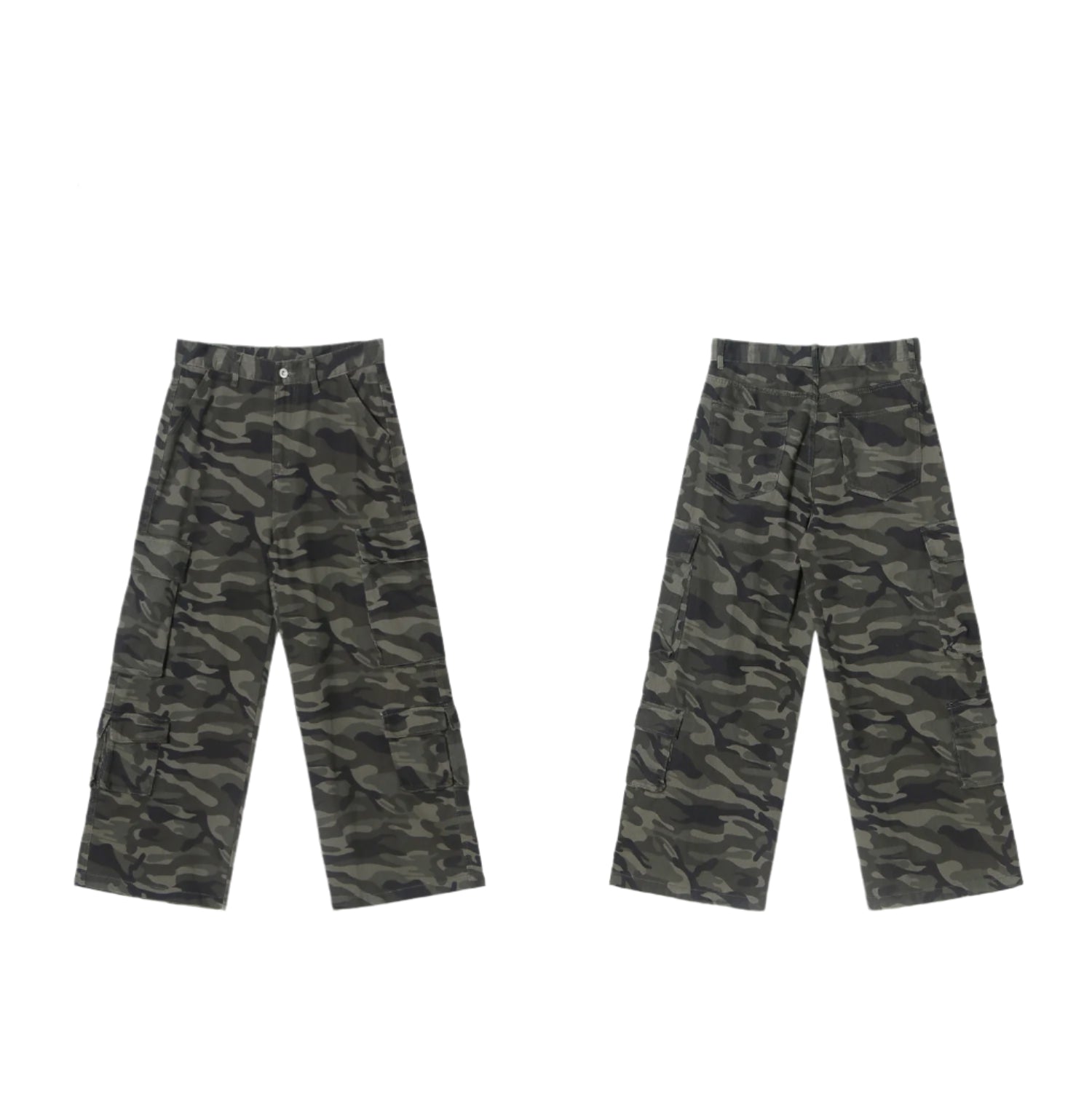 [FLAT ROOM] CAMO MULTI-POCKET WIDE CARGO PANTS st2070