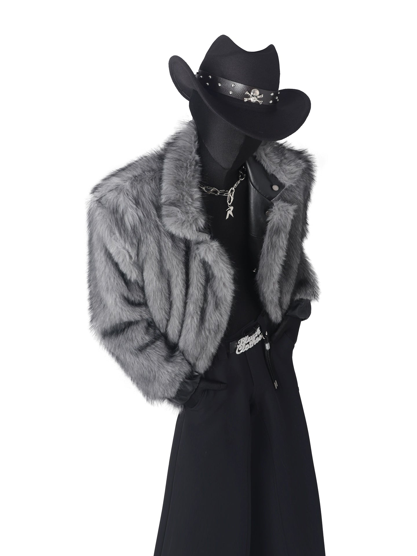 Black Clothes Premium Sense Large Fur Collar Seat Mountain Carving Jacket Men's Winter Fleece Short Jacket Cotton Clothing Tide