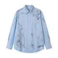 High-end embroidered spring/summer original design: artistic, oversized striped shirt for men sinclub6150