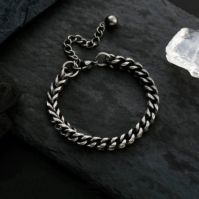 Men's bracelet - premium, minimalist, stylish, trendy, hip-hop, european & american retro, titanium steel bangle WY8009